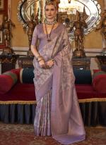 Tussar Silk Lilac Traditional Wear Printed Saree